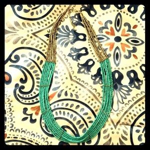 Turquoise & Gold Beaded Necklace. Poppy lil Number